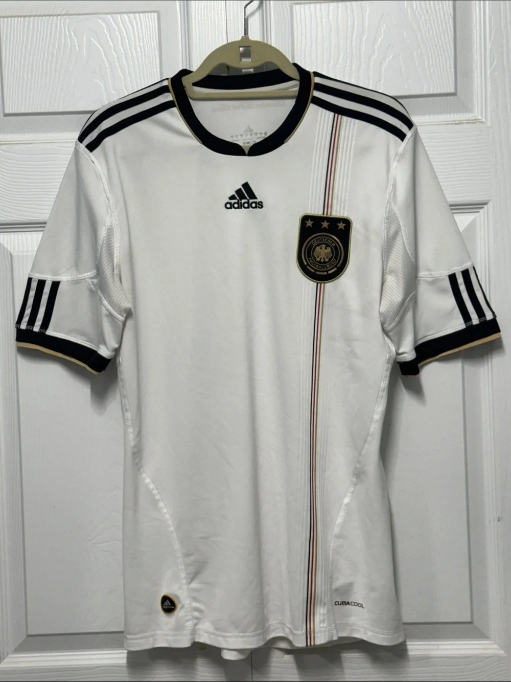 adidas Men’s White Germany National Team Soccer Jersey with Black & Gold Trim M